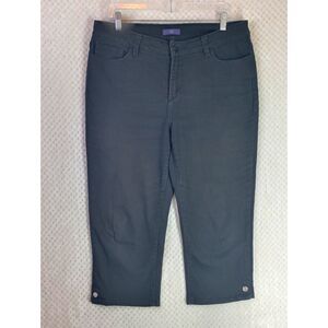 NYDJ Brandi Cropped Capris Women's 10 Black Stretch Rhinestone 32667